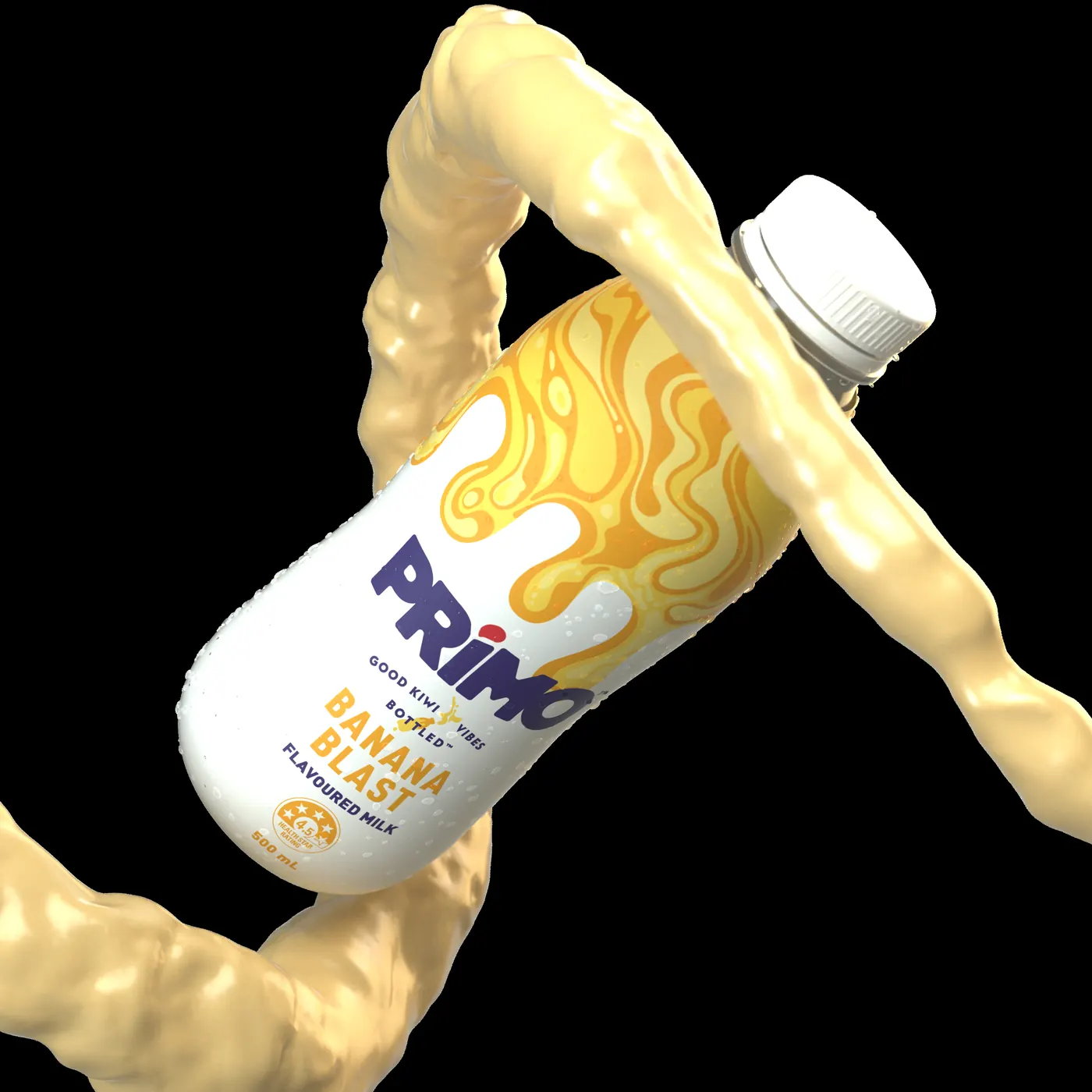 Primo bottle in a milk spiral